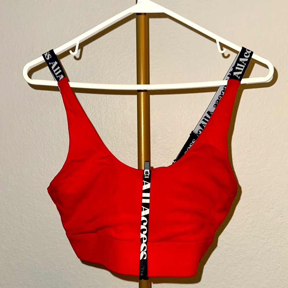 All Access Red Sports Bra - size medium - zips up front - adjustable straps